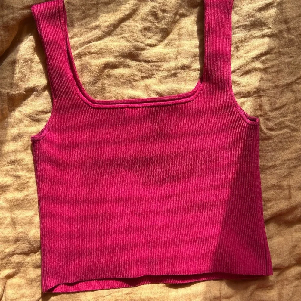 Reformation Red Ribbed Tank Top - Picture 3 of 3